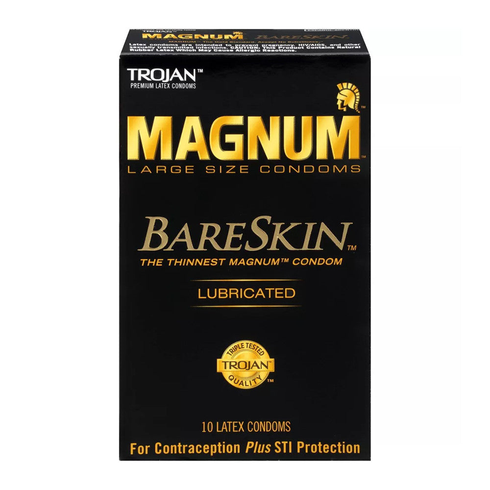 Trojan Magnum Large Size BareSkin Lubricated Latex Condoms, 10 Ea